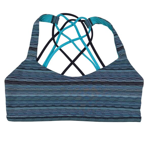 LULULEMON Free To Be Bra Size 6 Space Dye Twist Naval Blue Peacock Blue - Picture 3 of 6